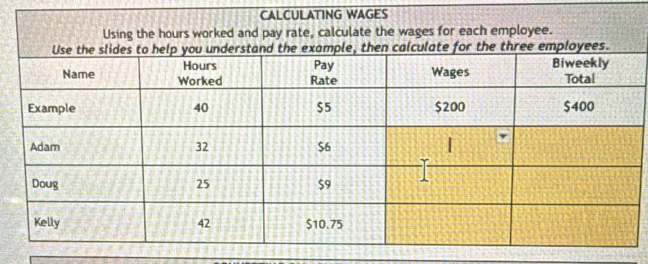 CALCULATING WAGES