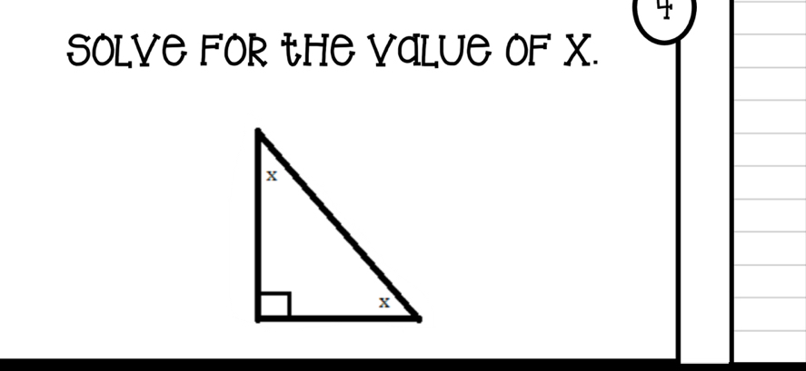 SOLVE FOR tHE VALUE OF X.