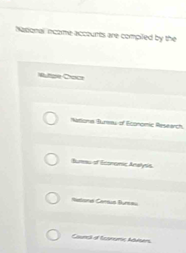 Nadonal income accounts are compiled by the
Mutipe Crace
Natoma Sunew of Economic Research,
Burss of Eosnamic Amalaís
Ratiens Cersus Bureau
Cauncl of Econemic Advsers