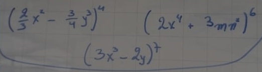 ( 2/3 x^2- 3/4 y^3)^4(2x^4+3m^(2 ())^6