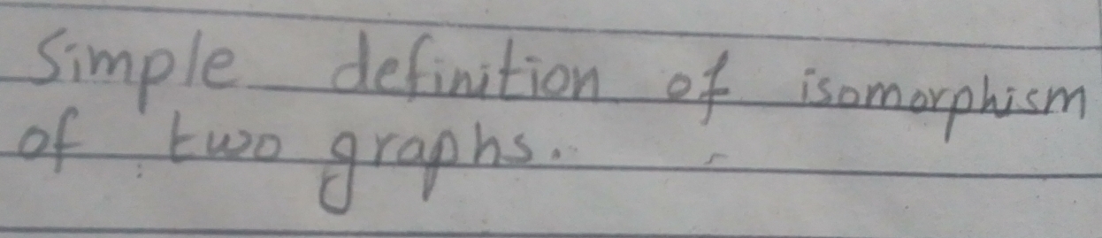 Simple definition of isomorphism 
of two graphs.