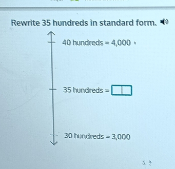 Rewrite 35 hundreds in standard form.