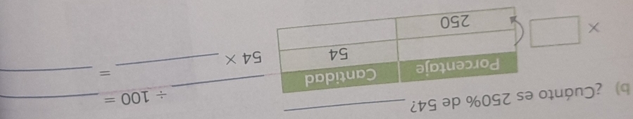 ¿Cuánto es 250% de 54? 
_ 
__ / 100= __ 
=
54*