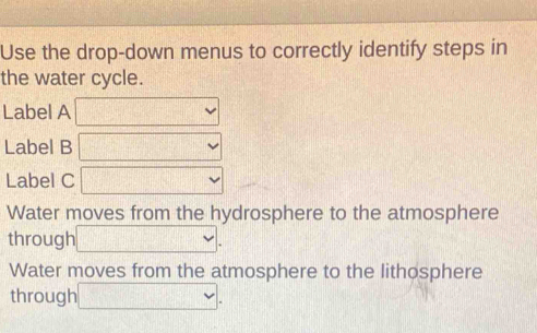 Solved: Use the drop-down menus to correctly identify steps in the ...