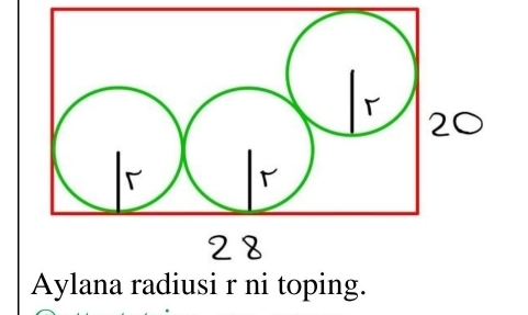 Aylana radiusi r ni toping.