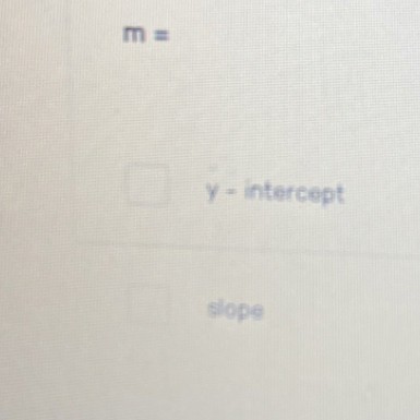 m=
y - intercept 
slope