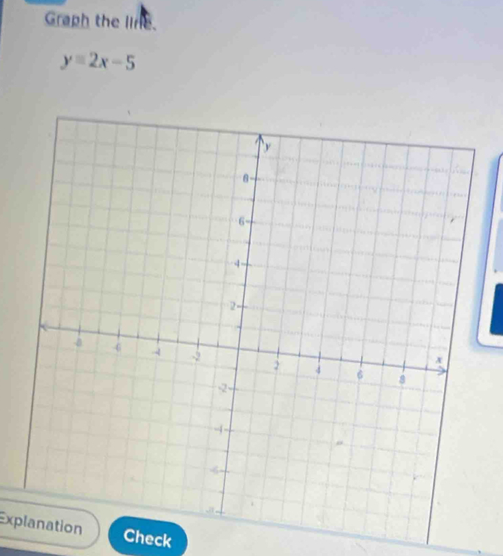 Graph the line.
y=2x-5
Explanation Check