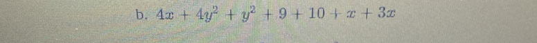 4x+4y^2+y^2+9+10+x+3x