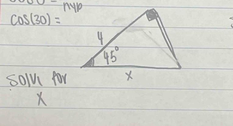 80-nyp
cos (30)=
solv for
X