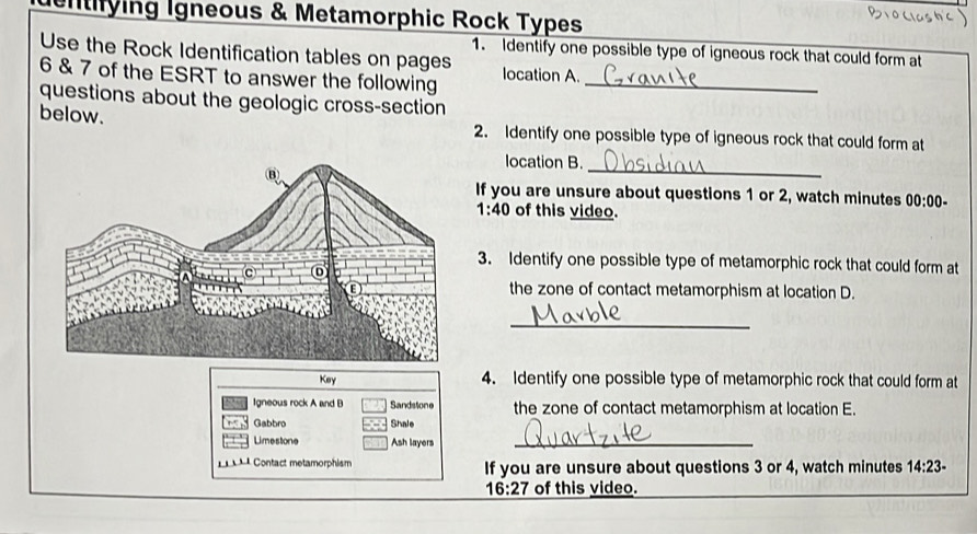 ntifying Igneous & Metamorphic Rock Types Use the Rock Identification ...