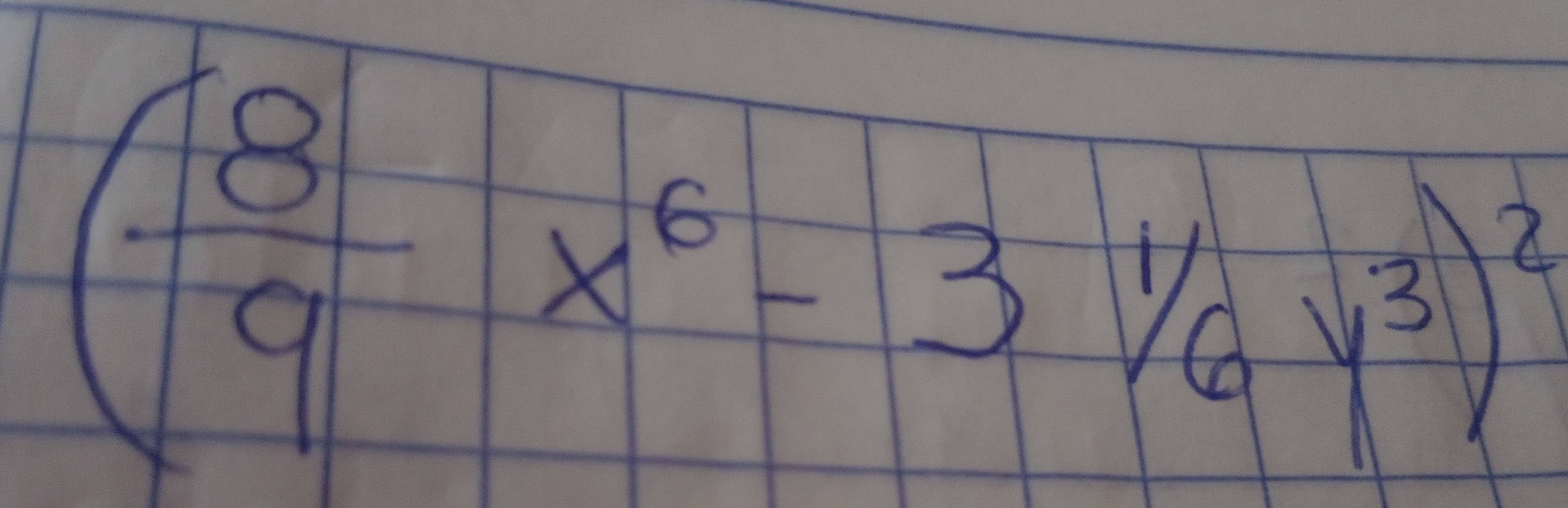 ( 8/9 x^6-3 1/6 y^3)^2