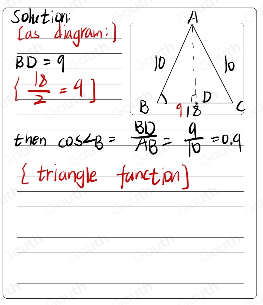 Solved: Given an isosceles triangle with legs measuring 10 inches and ...