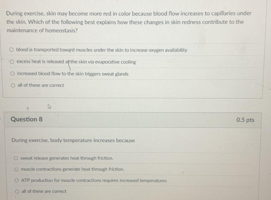 Solved: During exercise, skin may become more red in color because ...