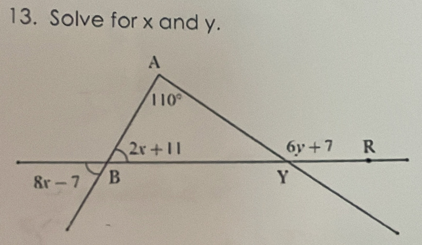 Solve for x and y.