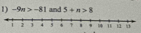 -9n>-81 and 5+n>8