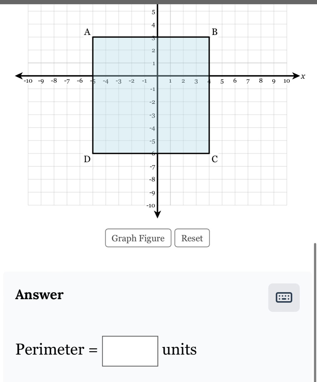 Answer 
:=: 
Perimeter =□  |units