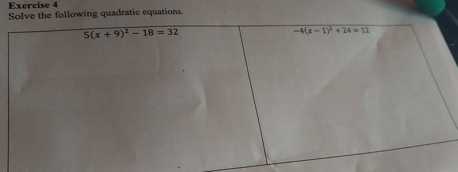 Solve the following quadratic equations.