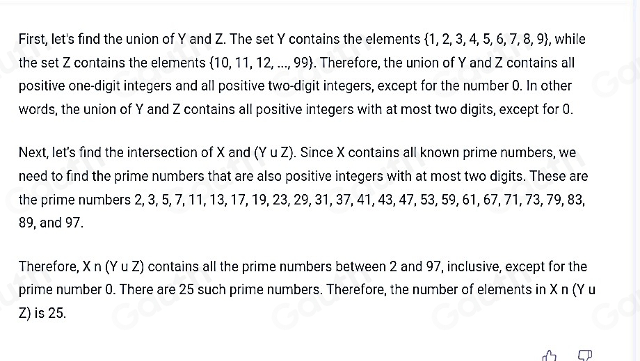 Solved: Let X be a set containing all known prime numbers, Y be the set ...
