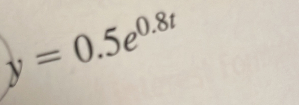 y=0.5e^(0.8t)