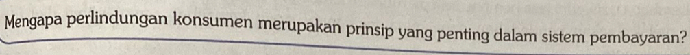 Mengapa perlindungan konsumen merupakan prinsip yang penting dalam sistem pembayaran?