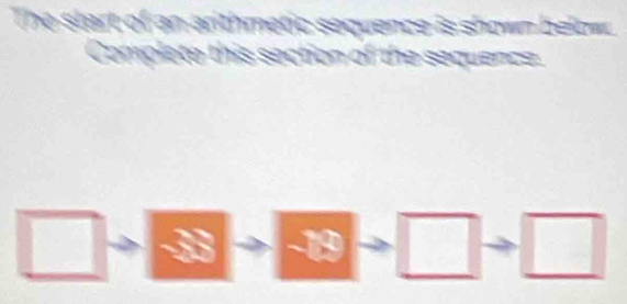 The start of an arthmetic sequence is shown below . 
Complete this section o ne séquênce