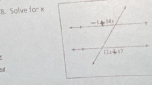 Solve for x
es