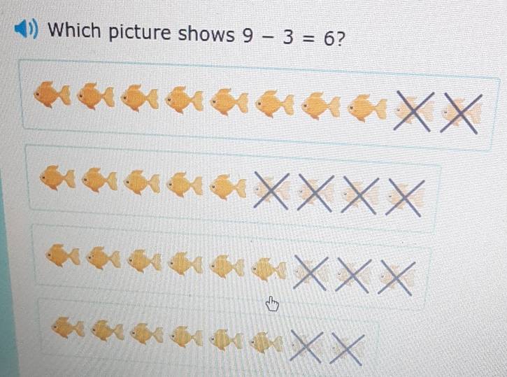 Which picture shows 9-3=6 7