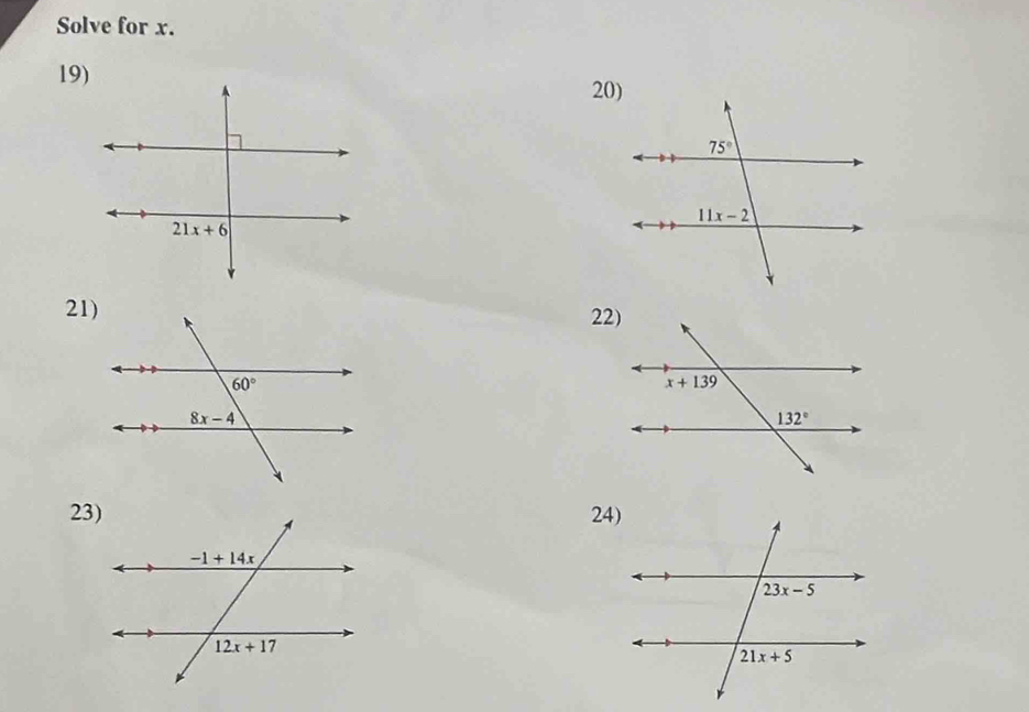 Solve for x.
19)
20)
21)22)
23)24)