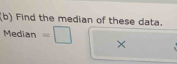 Find the median of these data. 
Median 
×