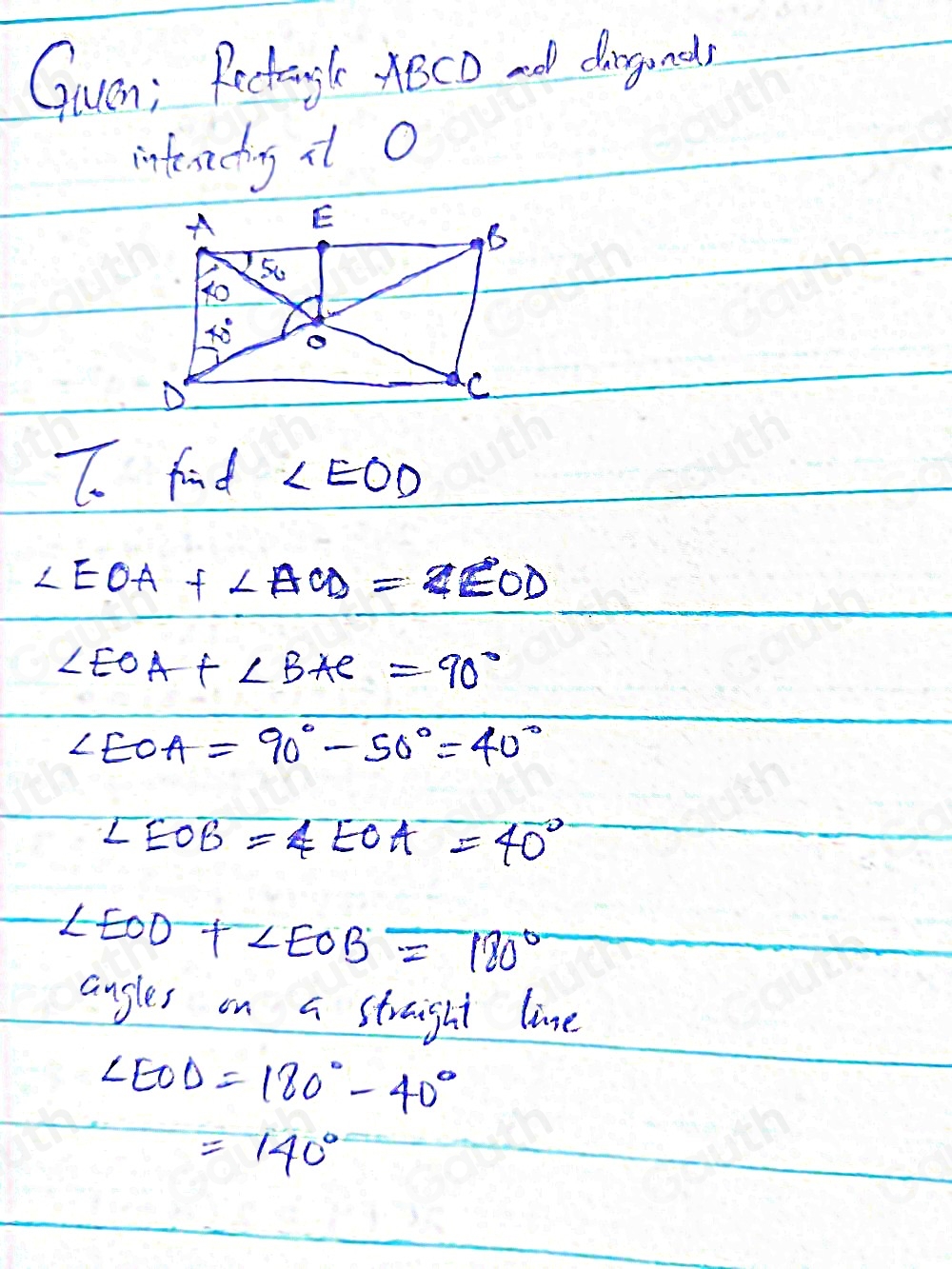 Solved: In a rectangle ABCD, the diagonals intersect each other at ...