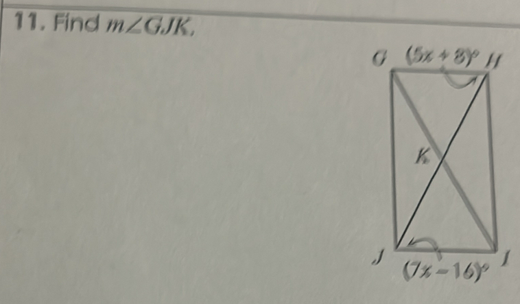 Find m∠ GJK,
1