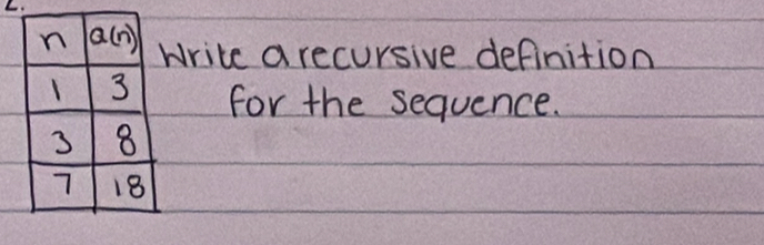 rite a recursive definition
for the sequence.