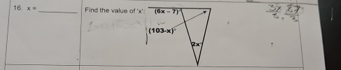 x= _ Find the value of 'x':