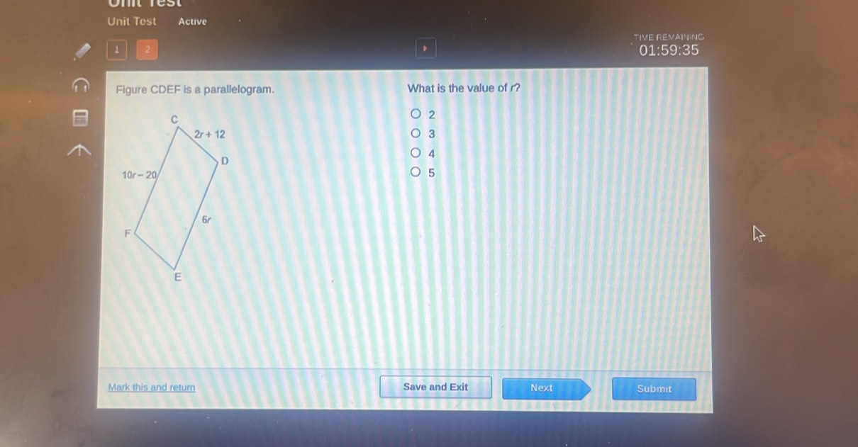 Solved: Unit Test Active TIME REMAINING 1 01:59:35 Figure CDEF is a ...