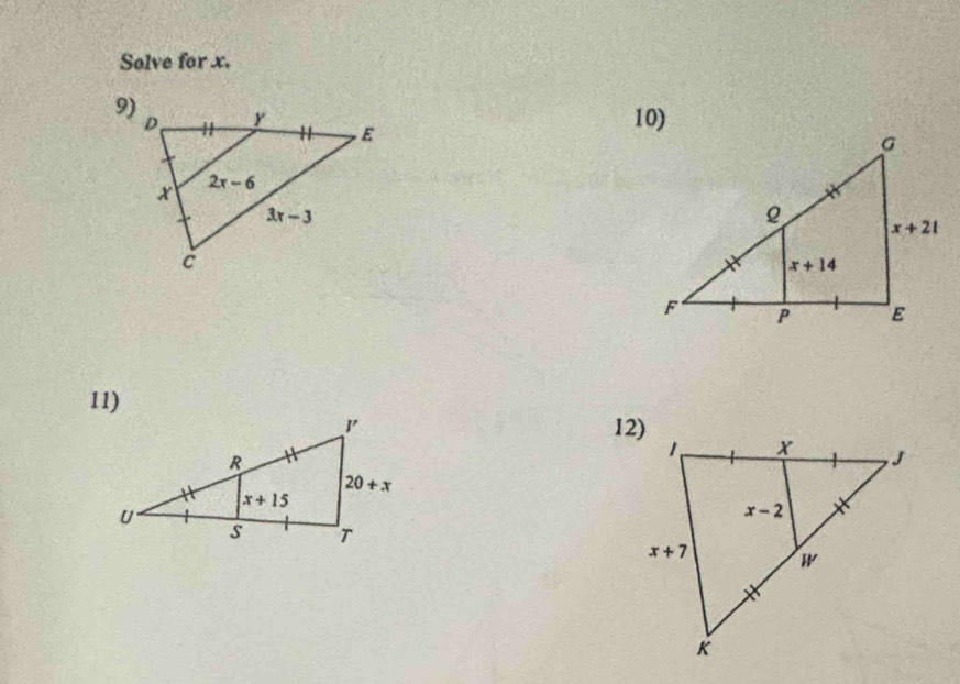 Solve for x.
10)
11)