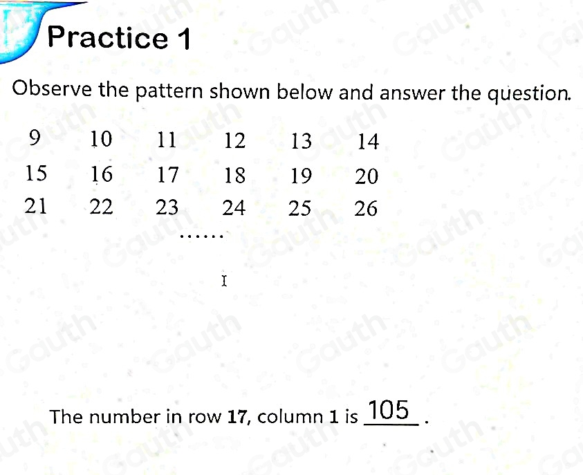 Solved: Practice 1 Observe the pattern shown below and answer the ...