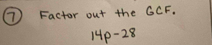 Factor out the GCF.
14p-28