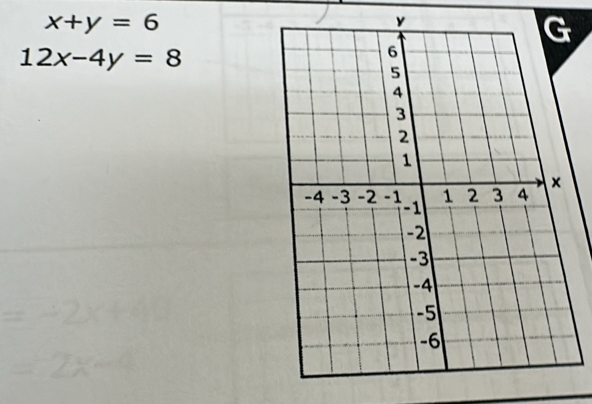 x+y=6
12x-4y=8