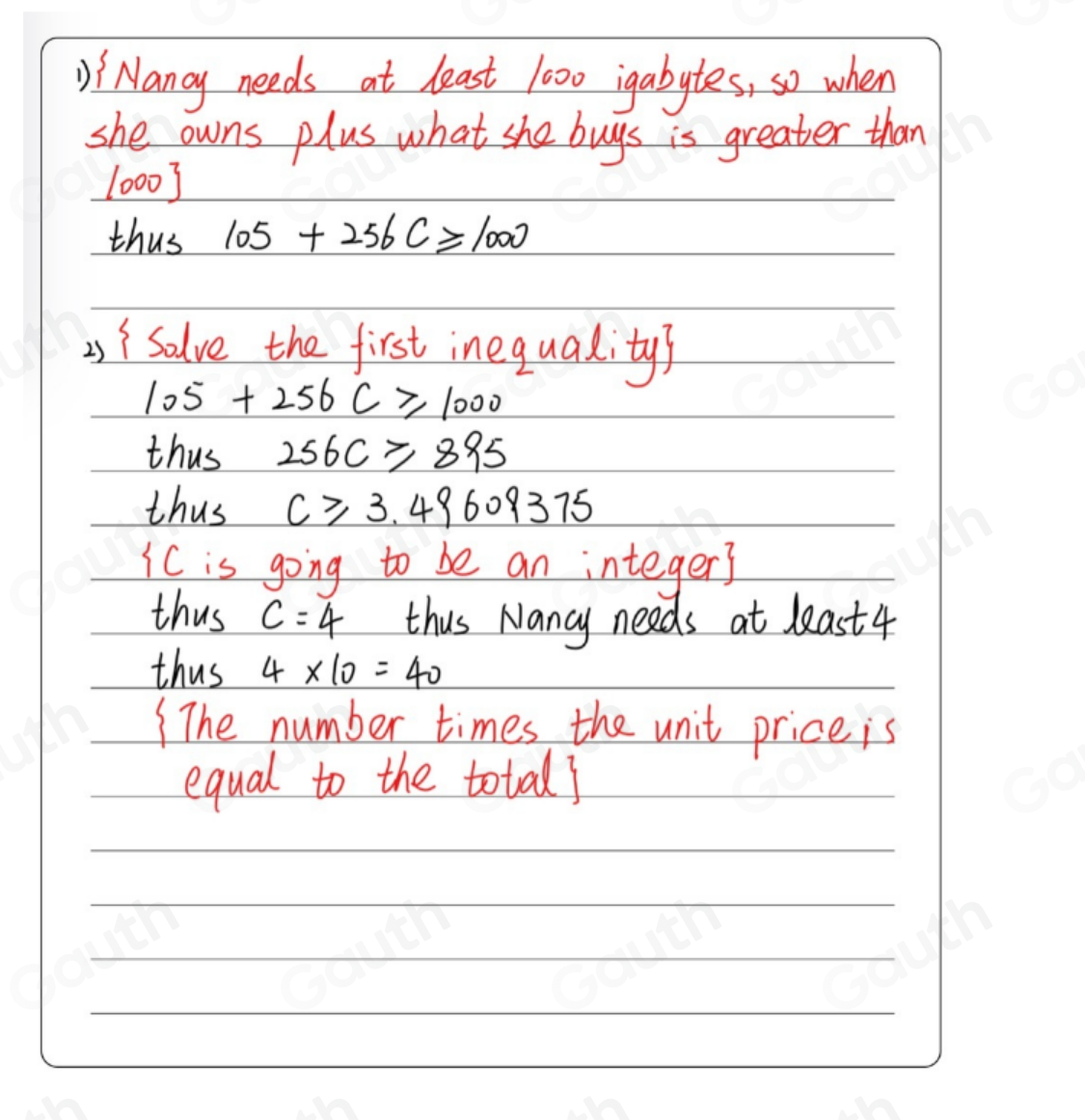 Solved: Using inequalities to solve problems Nancy needs at least 1000 ...