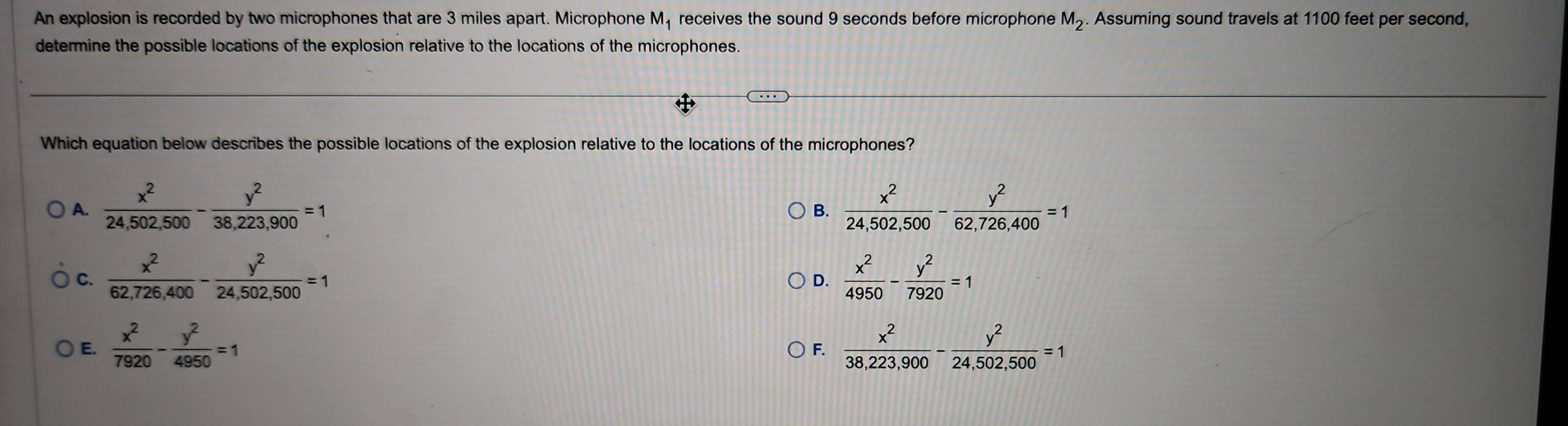 Solved: An explosion is recorded by two microphones that are 3 miles ...