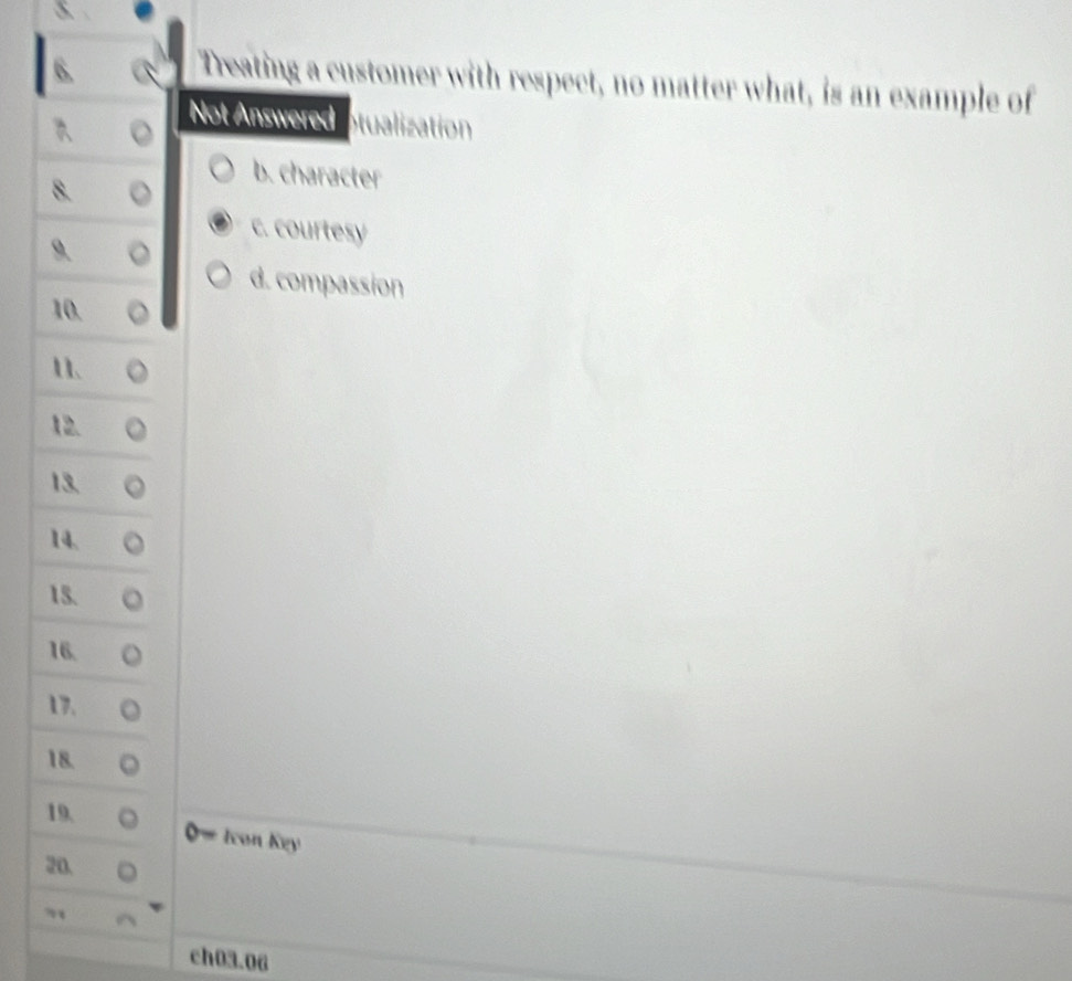 Solved: Treating a customer with respect, no matter what, is an example ...
