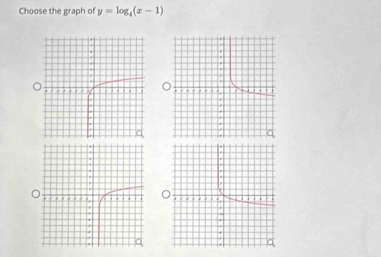 Choose the graph of y=log _4(x-1)