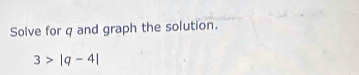 Solve for q and graph the solution.
3>|q-4|