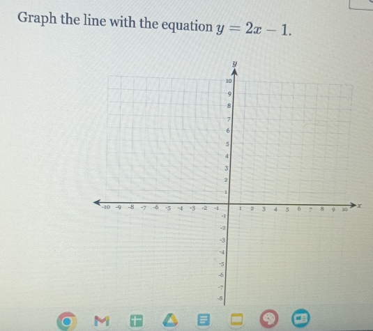 Graph the line with the equation y=2x-1.
x
M