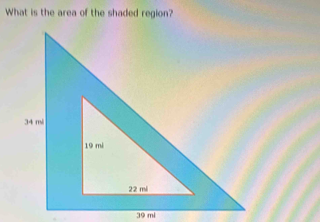 What is the area of the shaded region?
39 mi