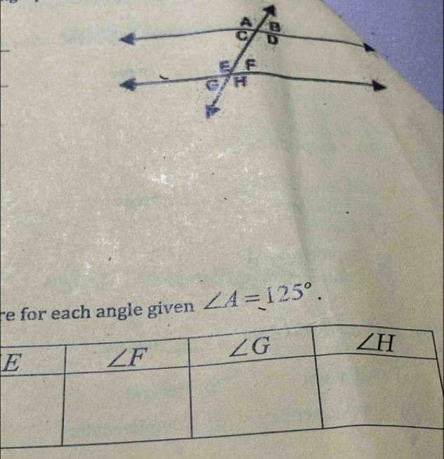 re for each angle given ∠ A=125°.