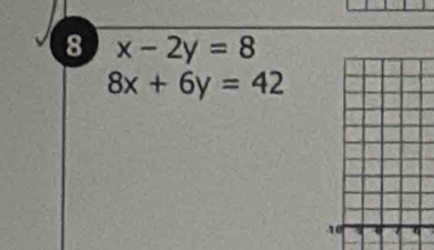 8 x-2y=8
8x+6y=42