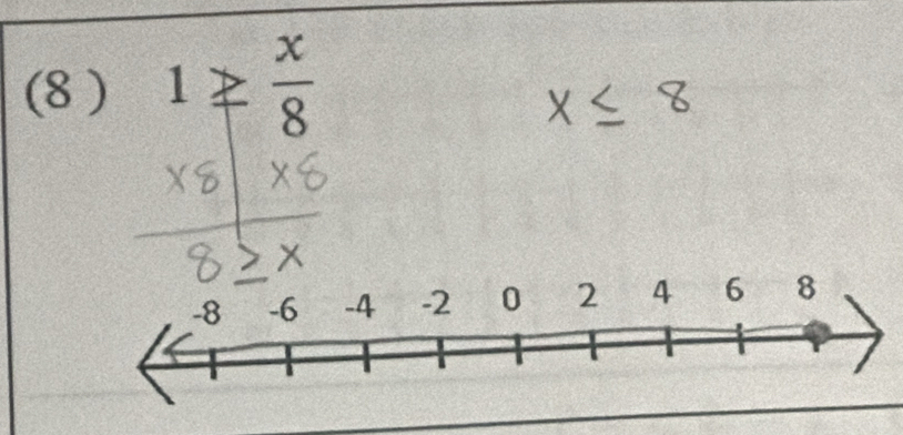 (8 ) 1≥  x/8 
≤ 8