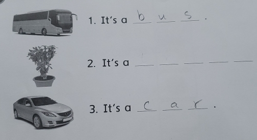 It's a ___. 
2. It's a_ 
_ 
_ 
_ 
_ 
3. It's a ___.