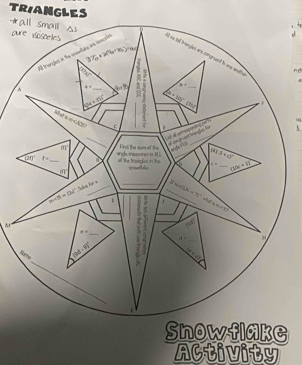 TRIANGLES

a
a
a
M
Snowflake
Activity